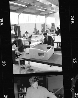 An old GIF of different people helping build the Marshall amps in the UK factory.