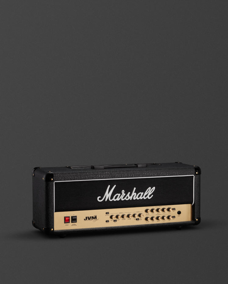 Marshall JVM210H gold and black left angled on grey background