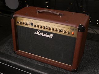 A picture of a Marshall AS50D acoustic amplifier.