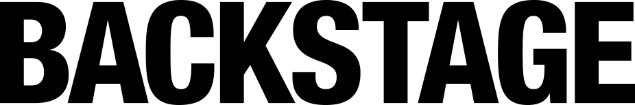 A black and white graphic with headline backstage