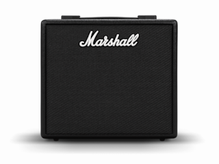 The front image of the 'CODE25 Combo' amp showing the iconic white 'Marshall' logo.