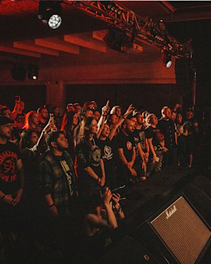 A concert happening in a small venue