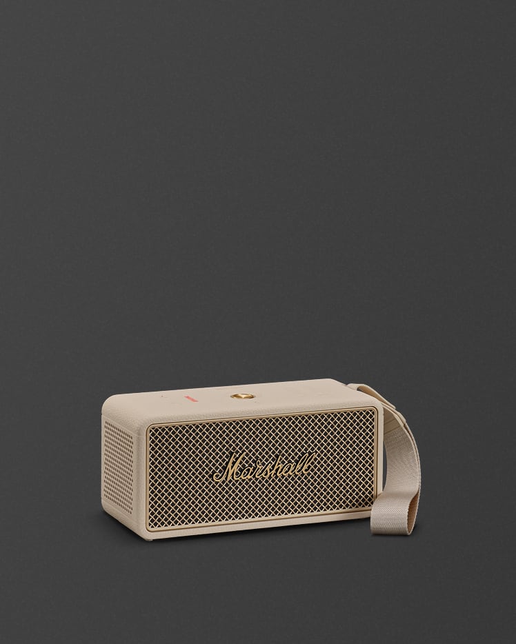 Marshall Middleton II Cream portable Bluetooth speaker shown against a plain dark background.