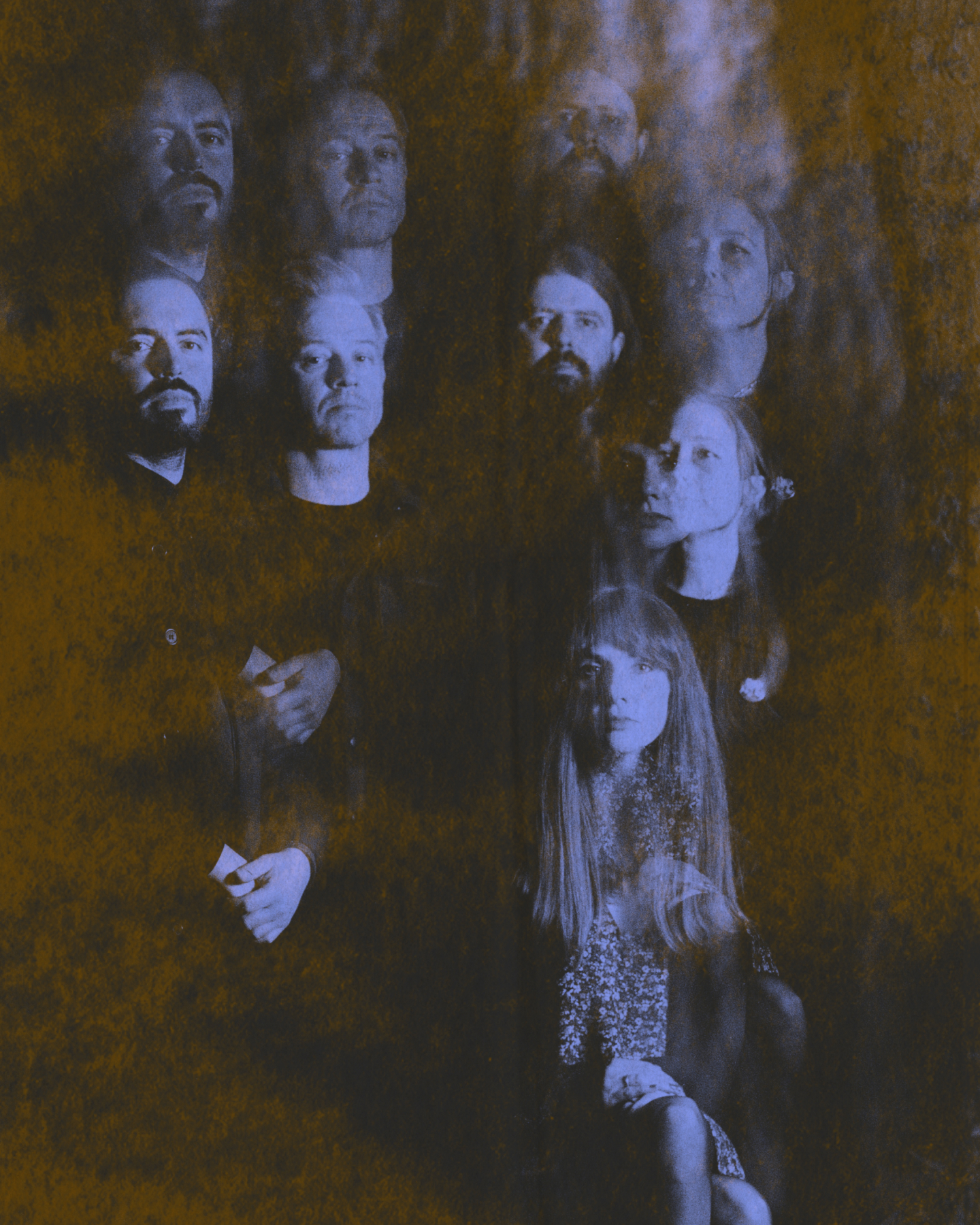 Multiple exposure image of the band New Pagans.