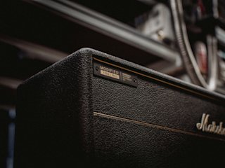 The corner tag from 1959 Modified amp by Marshall