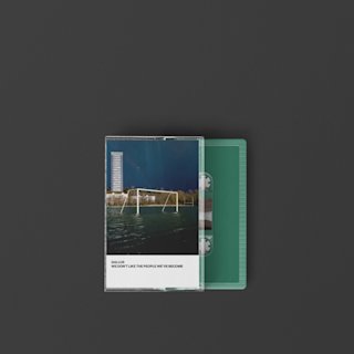 A green cassette featuring the music "We Don't Like The People We've Become" by Gallus with a picture of a building.