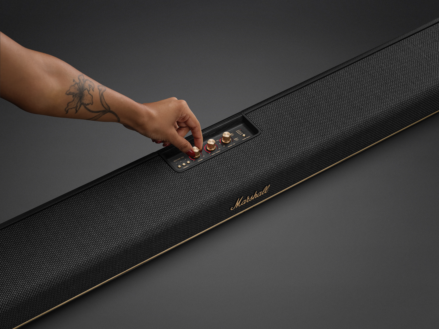 Heston 120 Black soundbar featuring Dolby Atmos | Marshall.com