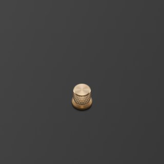 Heston 120 knob for turning in gold with a gray background
