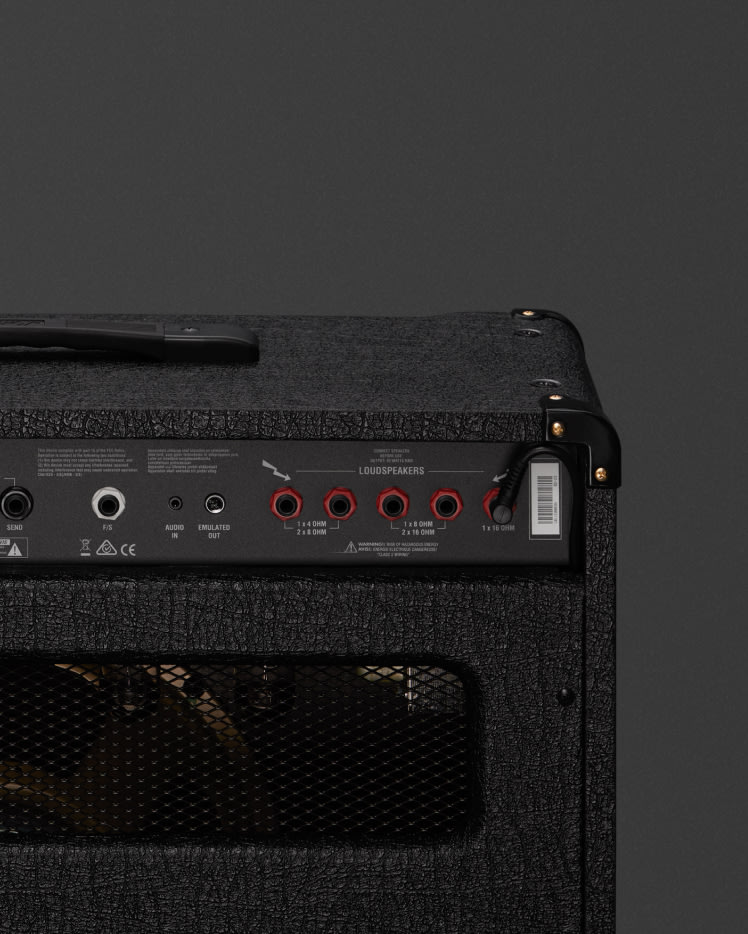 Una imagen ampliada de la parte trasera de Marshalls DSL40 Combos