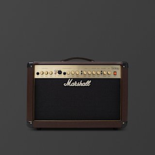 Marshall's black combo AS50D with gold knobs and brown leather.