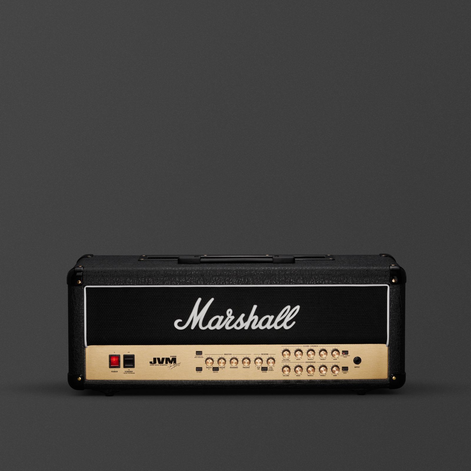 Marshall JVM210H in gold and black on grey background 