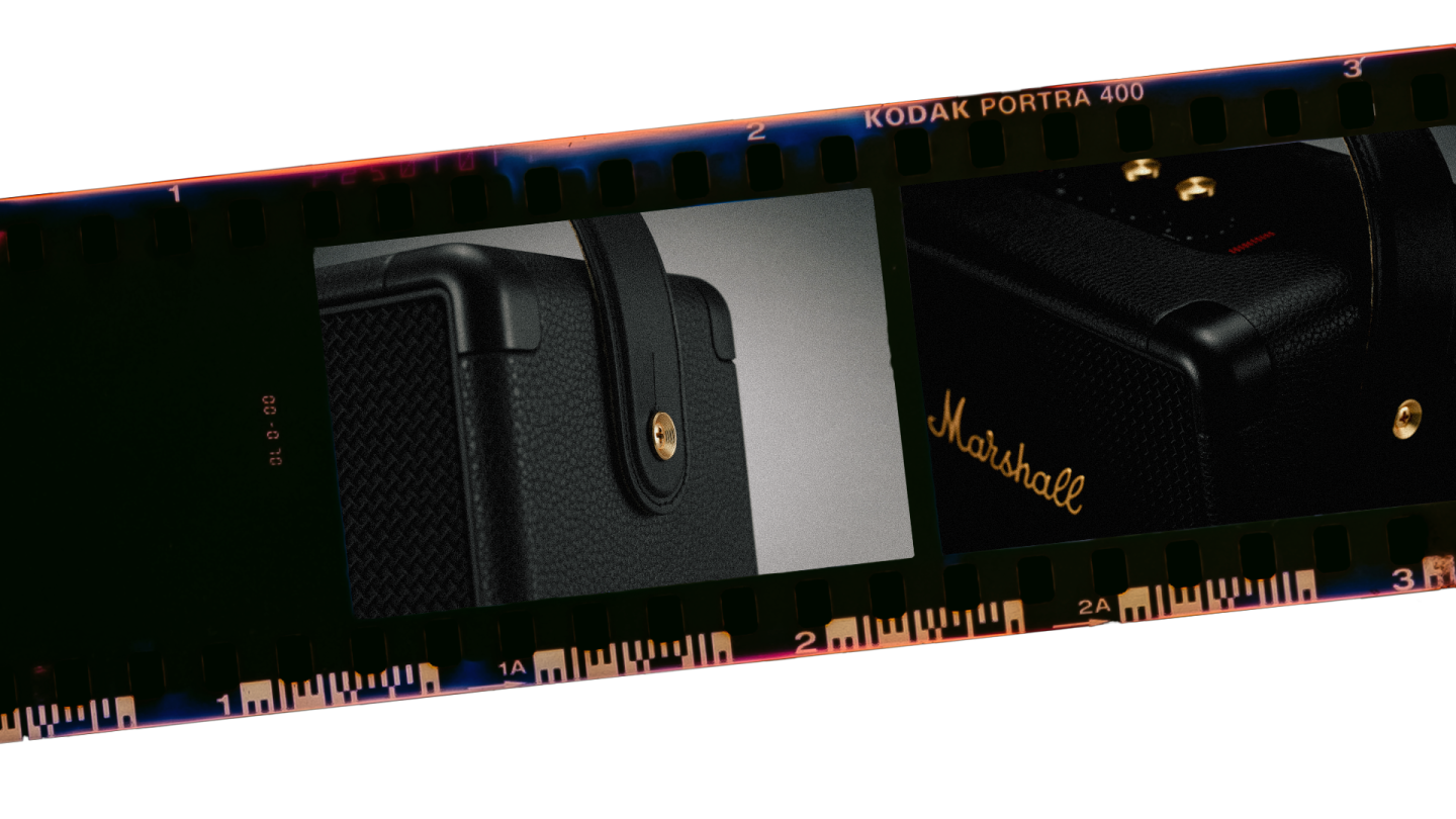 Marshall's new portable speaker, the KILBURN II, is illustrated in a series of photos.