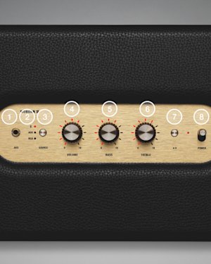 The top panel of a Woburn II Bluetooth speaker.