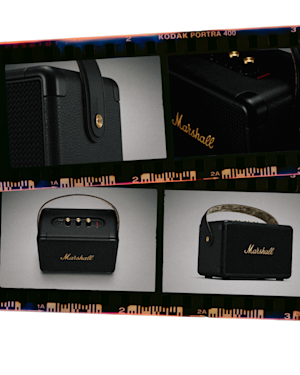 Marshall's new portable speaker, the KILBURN II, is illustrated in a series of photos.