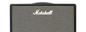 The front of Marshall Origin20 Combo amp showing the logo.