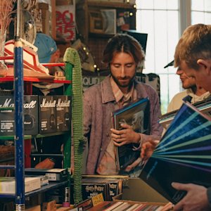 A man browsing through a Record store
