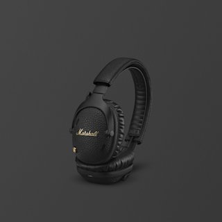 Marshall Monitor III A.N.C. Black bluetooth over-ear headphones, featuring an adjustable headband, set against a dark gray background.