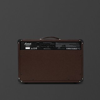 Rear view of a brown Marshall AS50D amplifier combo with visible control panel, connectors, and a carrying handle on top, against a plain dark background.