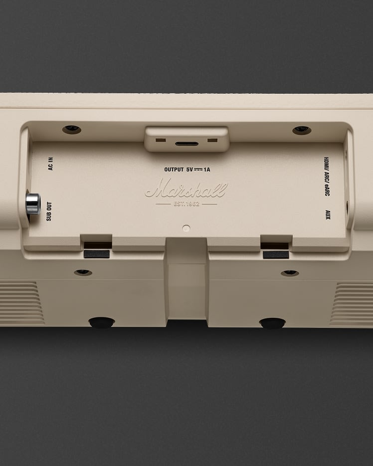 Back view of the Marshall Heston 60 Cream soundbar.