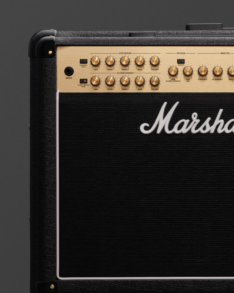A zoomed in image of the Marshall JVM215C combo amp