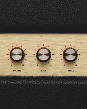 The volume, bass and treble knobs on top of the Stanmore II Bluetooth speaker.