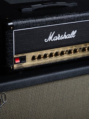 The Marshall DSL20 Head amp on top of the Marshall DSL20 Head.