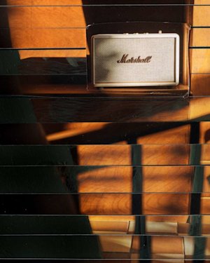 Interior focusing on a Marshall speaker