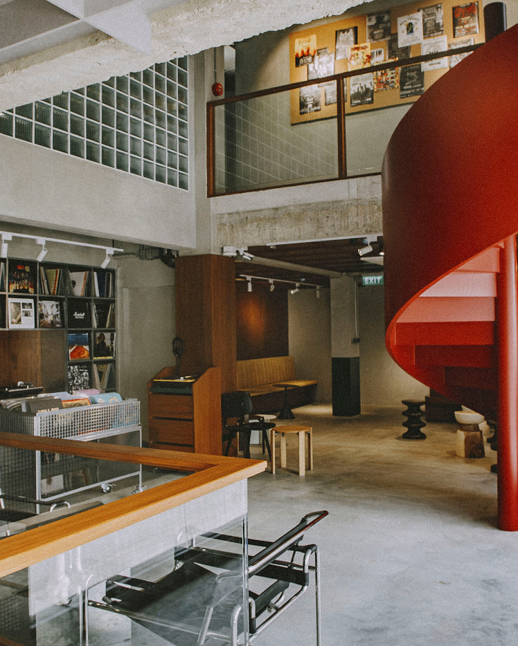 Image of the red stairs at the Livehouse Bankok