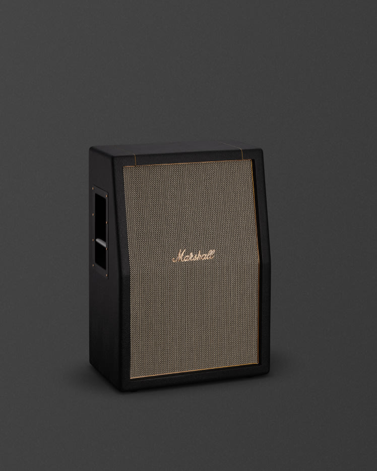 A black Marshall SV212 cabinet seen from the side.