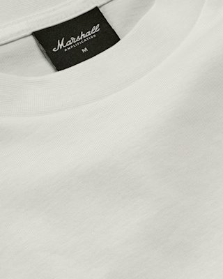 Close-Up of Neck Label on the Standard Issue Script T-Shirt in white