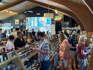 People shopping records at the Grimey’s Record store in Nashville