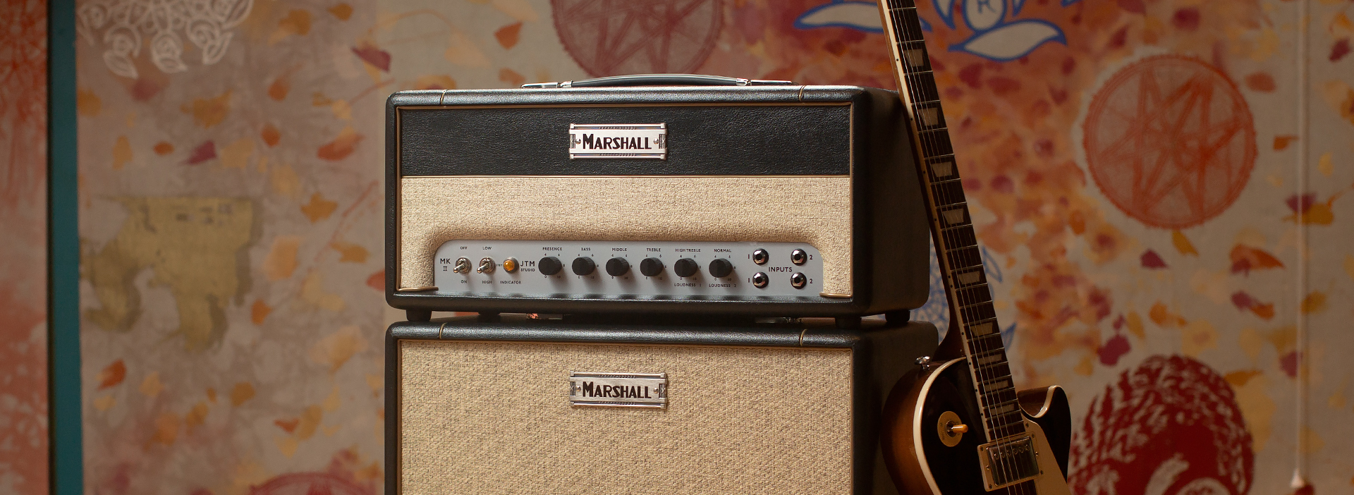 A close up of a Marshall Studio range amplifier speaker.