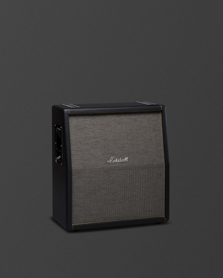 Marshall's 1960TV black cabinet with a vintage fret.