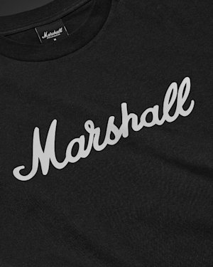 Close-Up of the Standard Issue Script T-Shirt logo