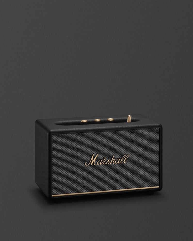 Marshall Acton III Bluetooth speaker in black and gold.