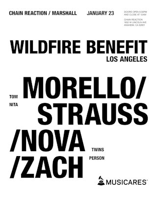 White flyer from LA Benefit Gig.