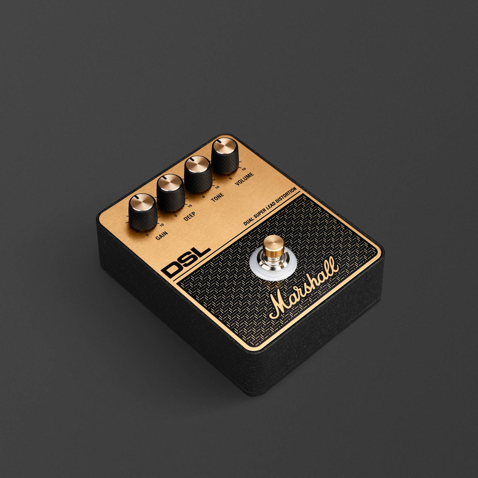 The Marshall DSL Overdrive pedal seen from the front.