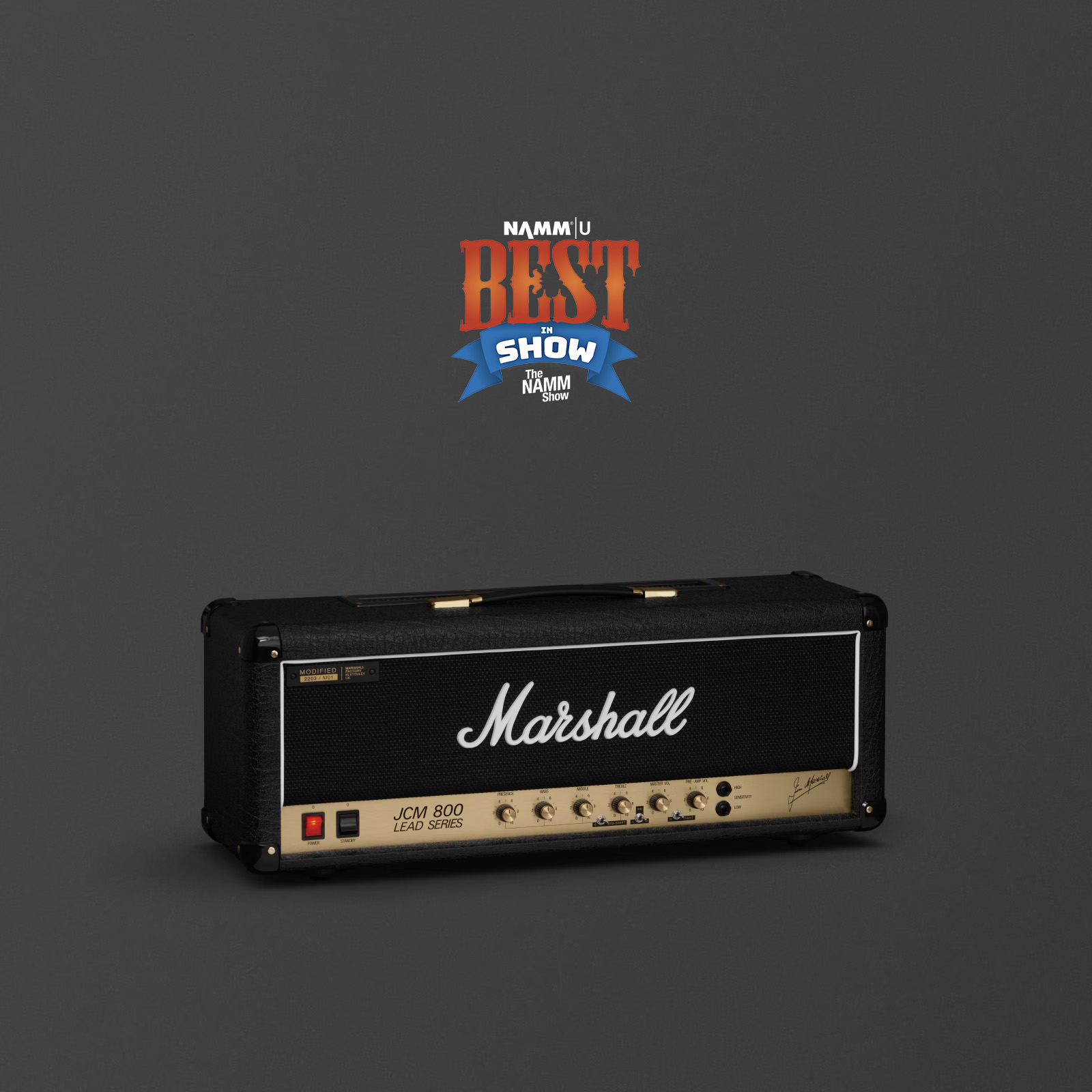 Slightly angled image of the JCM800 Modified awarded the best Amp launched at NAMM