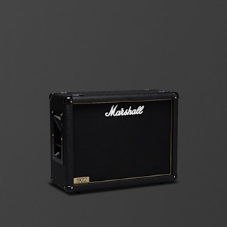 A black Marshall 1922 guitar amplifier cabinet labeled with a white logo, positioned against a plain dark background.