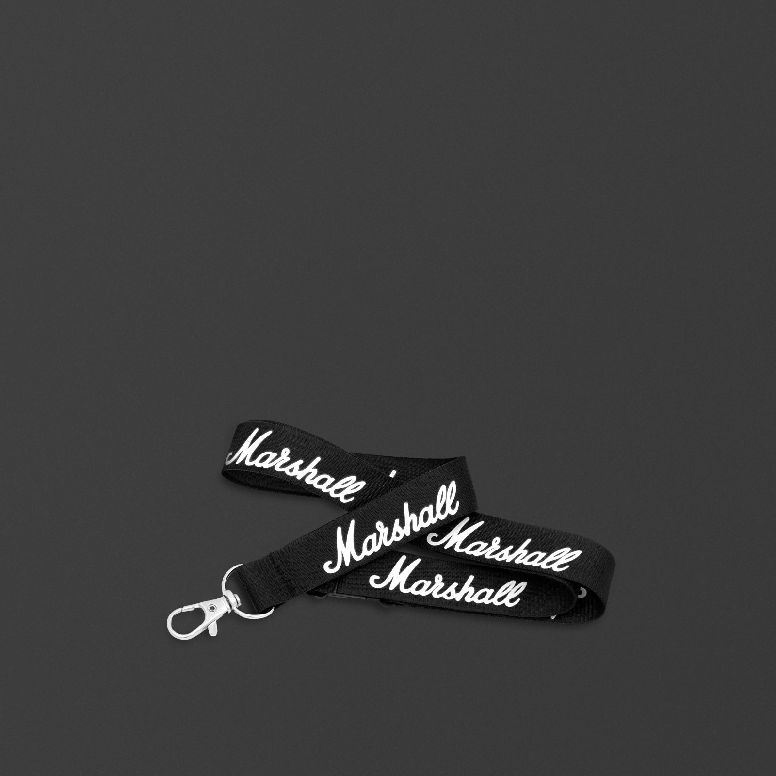 Lanière Marshall en noir avec logo blanc