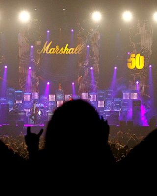 Silhouette of a person watching the live show at Wembley