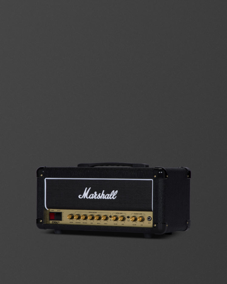 The Marshall DSL20 Head amplifier seen from the front.