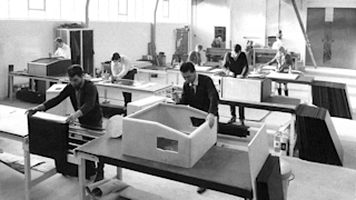 Vintage photo of the Marshall factory producing the JTM45, inspirational product for the Studio JTM Combo