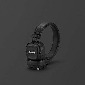Marshall MAJOR IV BLACK headphones on a black background.