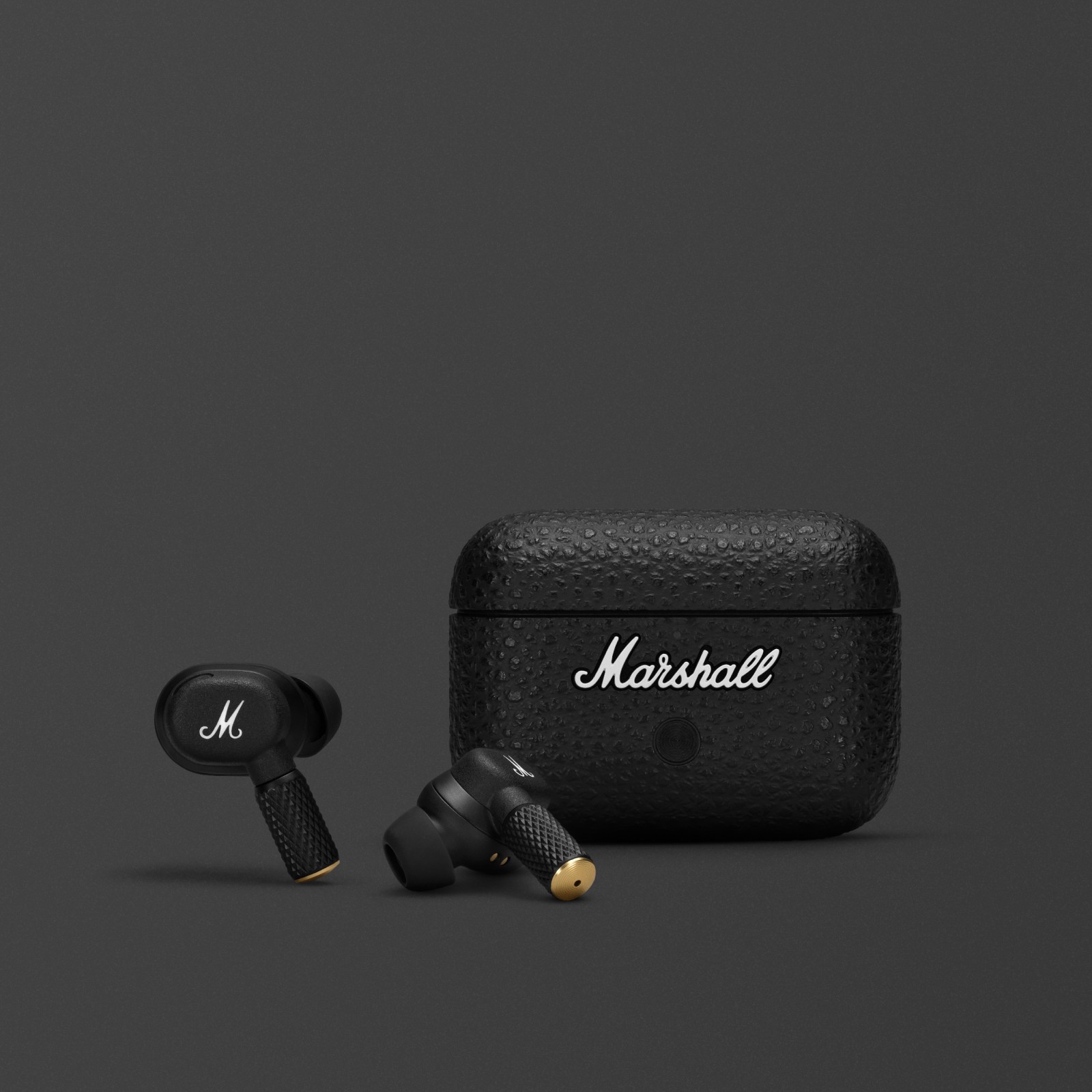 Marshall MOTIF II A.N.C. headphones in black with a gold case.