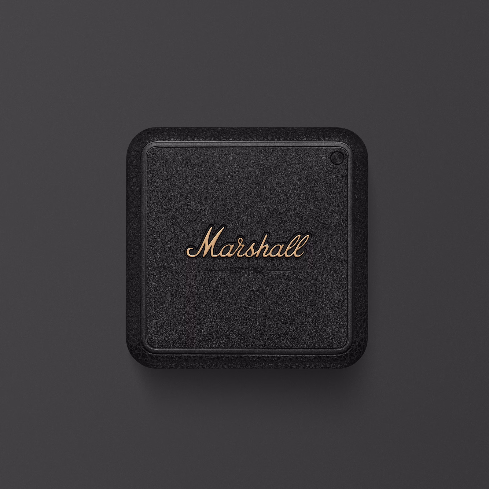 Front image of Heddon with the Marshall logo in gold, set against a dark gray background.