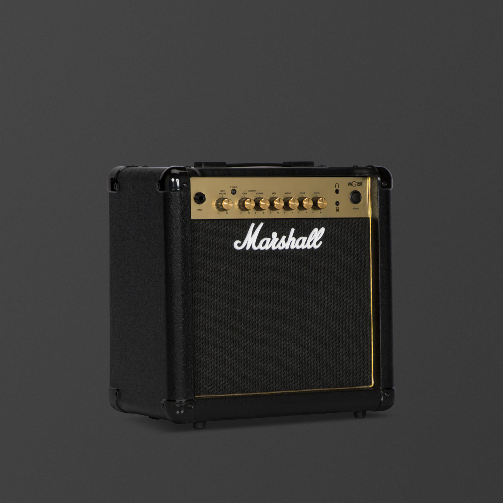 Left side view of the Marshall MG15GR Combo.