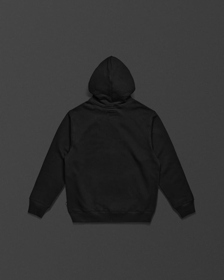 Standard Issue Script Hoodie in black from the back