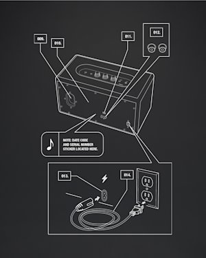 Una imagen que muestra la disposición del dispositivo de voz Marshalls Stanmore II con Google Assistant incorporado en la parte posterior