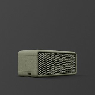 A Marshall Emberton III portable speaker in sage, placed on a plain dark background.